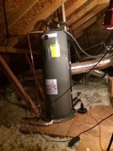 Hot water heater in an attic.