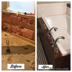 before and after image of a bath tub remodel